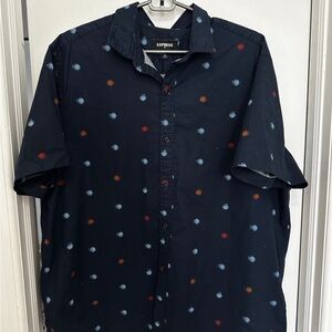 Express Slim Dot Short Sleeve Button Down